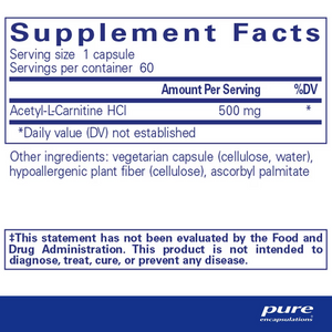 Acetyl-l-Carnitine 500mg - 60 capsules - Superpower Marketplace