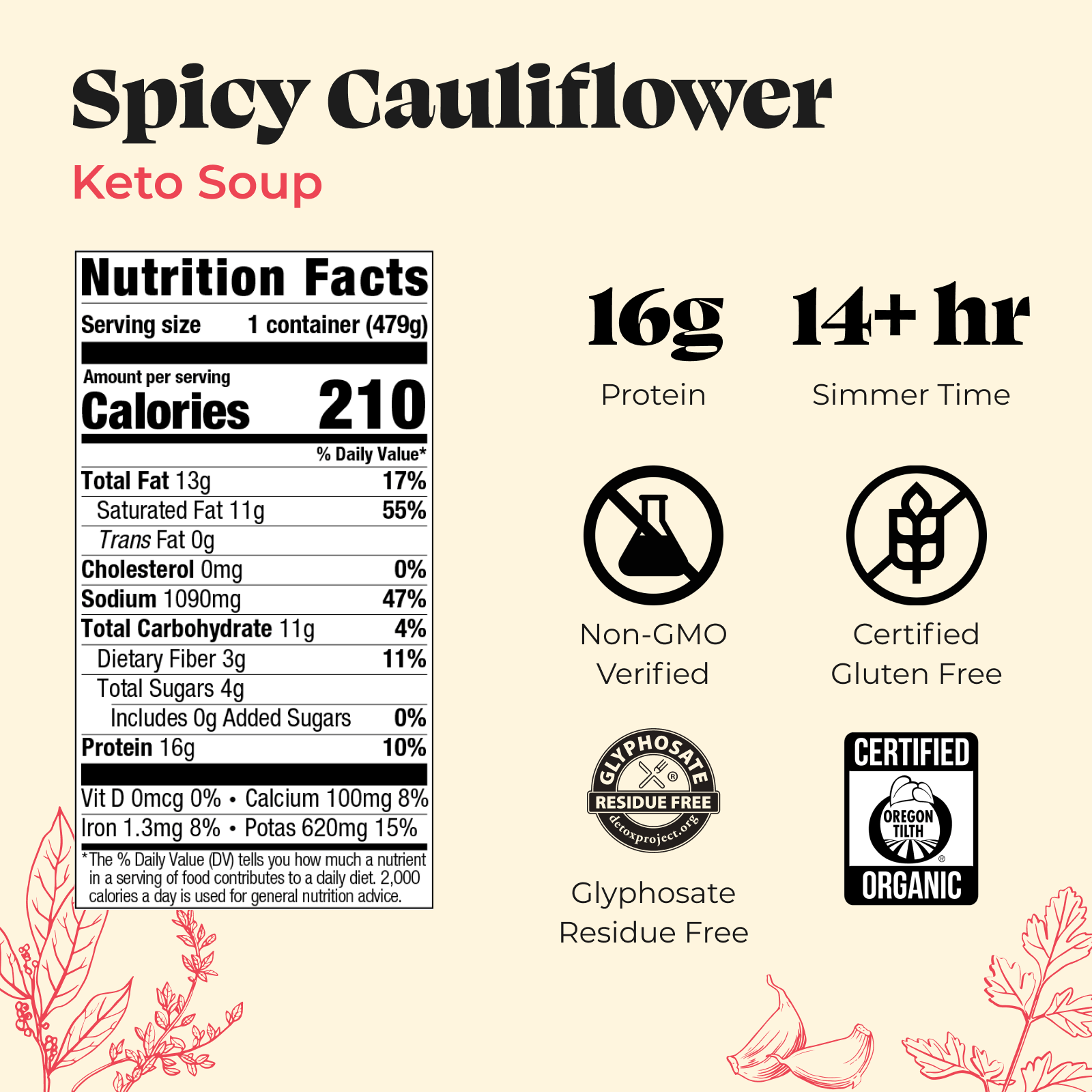 6 Pack: Spicy Cauliflower Keto Soup - Superpower Marketplace