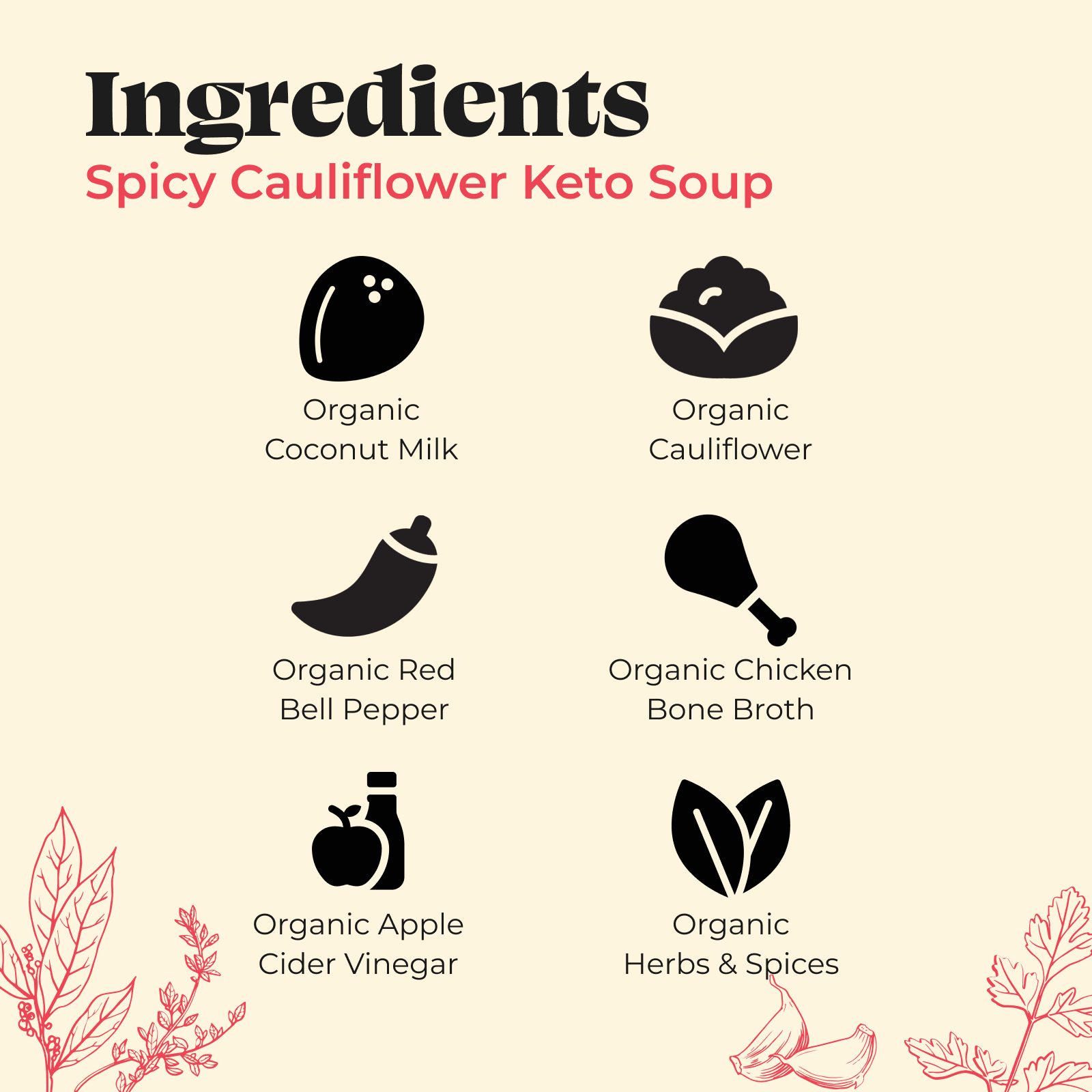 6 Pack: Spicy Cauliflower Keto Soup - Superpower Marketplace